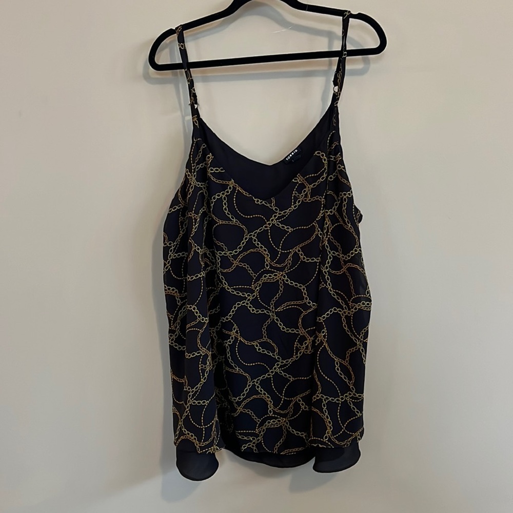 Torrid Black cami with chain design - adjustable straps- lined